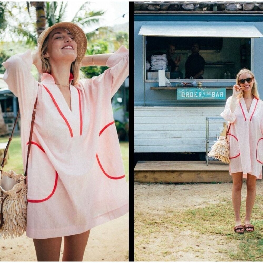 Pomander Place Pink Salt Lizzie Coverup Relexed Fit Gauzy Lightweight Size M - Picture 10 of 10